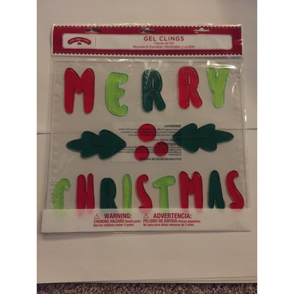 NEW MERRY CHRISTMAS Winter window sticker Gel Clings 19 pcs Decoration LARGE!